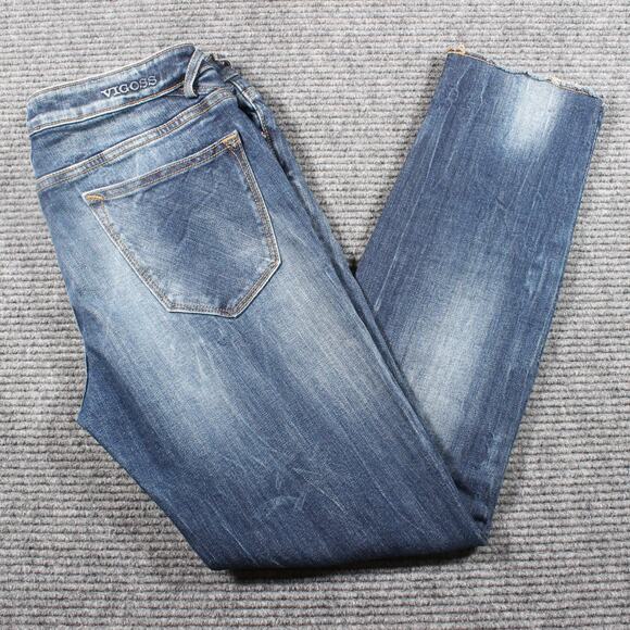 Vigoss The Thompson Tomboy Jeans W29 L27 Distressed Patch Raw Hem - Picture 1 of 11